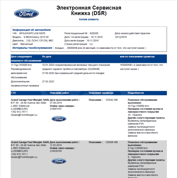 Ford S-MAX II, 5 мест, 2016 г.