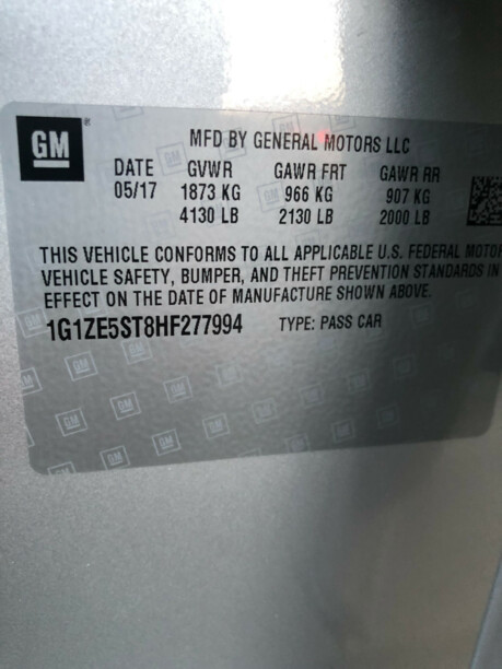 Chevrolet Malibu IX, 2017 г.