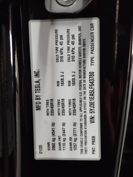 Tesla Model 3, 2020 г.