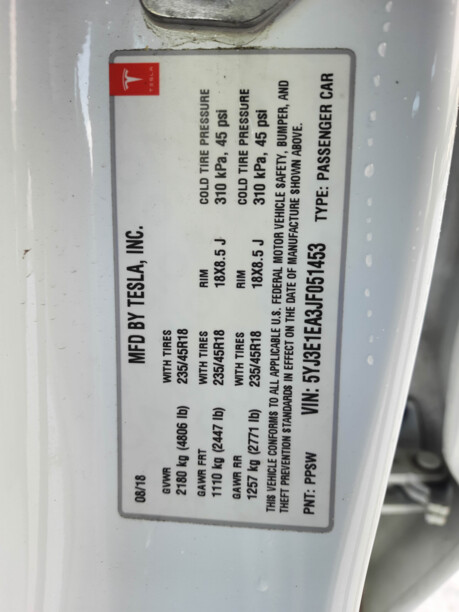 Tesla Model 3, 2018 г.