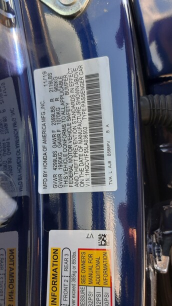 Honda Accord X, 2019 г.