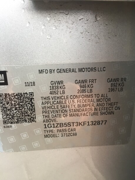 Chevrolet Malibu IX · Рестайлинг, 2018 г.