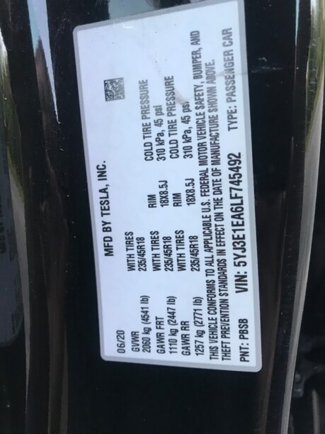Tesla Model 3, 2020 г.